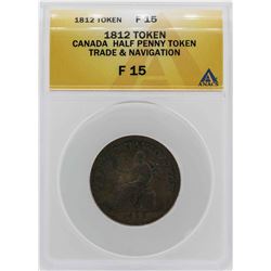 1812 Canada 1/2 Penny Trade & Navigation Token ANACS F15
