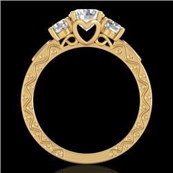 1.41 CTW VS/SI Diamond Solitaire Art Deco 3 Stone Ring 18K Yellow Gold - REF-263F6N - 37009