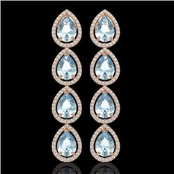10.56 CTW Aquamarine & Diamond Halo Earrings 10K Rose Gold - REF-228T8M - 41307