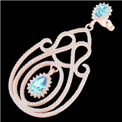 6.40 CTW Topaz & Micro Pave VS/SI Diamond Designer Earrings 14K Rose Gold - REF-303H5A - 22432