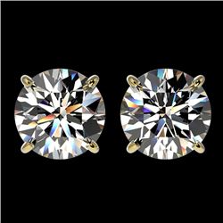 3 CTW Certified H-I Quality Diamond Solitaire Stud Earrings 10K Yellow Gold - REF-645Y2K - 33122