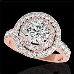 2.25 CTW H-SI/I Certified Diamond Solitaire Halo Ring 10K Rose Gold - REF-218N2Y - 34212