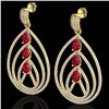 Image 1 : 4 CTW Ruby & Micro Pave VS/SI Diamond Designer Earrings 18K Yellow Gold - REF-307A3X - 22458