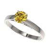 Image 1 : 0.75 CTW Certified Intense Yellow SI Diamond Solitaire Engagement Ring 10K White Gold - REF-92A5X - 