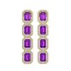 Image 1 : 10.73 CTW Amethyst & Diamond Halo Earrings 10K Yellow Gold - REF-147H3A - 41467