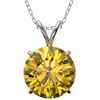 Image 1 : 2.50 CTW Certified Intense Yellow SI Diamond Solitaire Necklace 10K White Gold - REF-687A2X - 33248