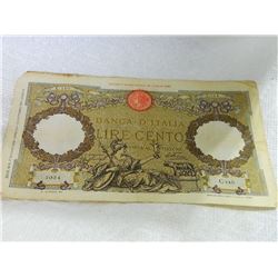 PAPER NOTE - BANCO D'ITALIA LIRE CENTO - 30 LUGIO 1926