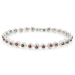 ***** FEATURE ITEM **** BRACELET -  4 2/3 CARAT (27 PCS) GARNETS & (10 PCS) DIAMONDS IN 925 STERLING