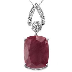 *NECKLACE SET - EXTRA LARGE CUSION CUT 11.19 CARAT GENUINE BURGUNDY RUBY & 29 GENUINE DIAMONDS IN 92