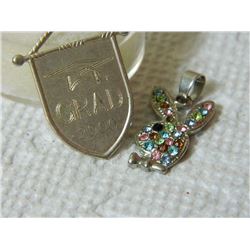 ESTATE - PENDANTS - GRAD 2000 & AS-IS RHINESTONE PLAYBOY BUNNY = 2PC TTL