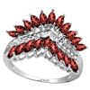 Image 2 : RING - 2.74 CARAT (20 PCS) CREATED GARNET & (12 PCS) DIAMOND IN 925 STERLING SILVER SETTING - RETAIL