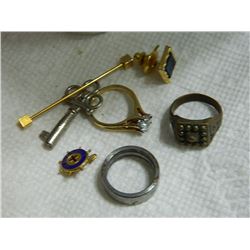 FROM ESTATE - ASSORTED RINGS, SKELETON KEY AND MORE