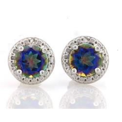 EARRINGS -  4/5 CTW OCEAN MYSTIC GEMSTONES & DIAMOND IN 925 STERLING SILVER SETTING - RETAIL ESTIMAT