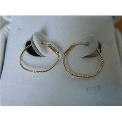 FROM ESTATE - EARRINGS - 10K YELLOW GOLD HOOP DESIGN - 13mm DIAMETER