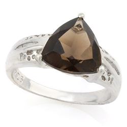 RING -  2 2/3 CARAT SMOKEY TOPAZ IN 925 STERLING SILVER SETTING - SZ 8 - RETAIL ESTIMATE $500