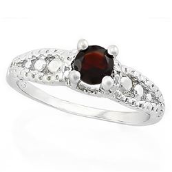 *RING - 1/2 CARAT GARNET & 2 GENUINE DIAMONDS IN 925 STERLING SILVER SETTING - SZ 7 - INCLUDES CERTI