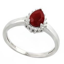 RING - 3/4 CARAT ENHANCED GENUINE RUBY & DIAMOND IN 925 STERLING SILVER SETTING - SZ 7 - RETAIL ESTI