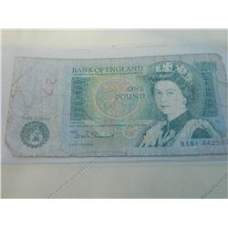PAPER NOTE - BANK OF ENGLAND - 1 POUND - SIR ISSAC NEWTON