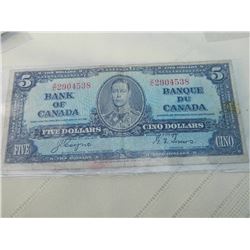PAPER NOTE - CANADA - $5 - 1937