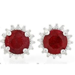 EARRINGS - 1 9/10 CTW ENHANCED GENUINE RUBY IN 925 STERLING SILVER SETTING - RETAIL ESTIMATE $250