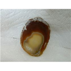 POLISHED AGATE SLICE - SMALL DRILLED HOLE AT TOP - 3 1/4"