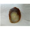Image 2 : POLISHED AGATE SLICE - SMALL DRILLED HOLE AT TOP - 3 1/4"