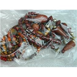 NECKLACES - NATURAL STAINED WOOD - 2 TTL - 44" & 24" LONG