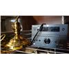 Image 3 : BANKERS LAMP AND SURVEYORS TRIPOD AND BLACK WEB STEREO COMPONENT