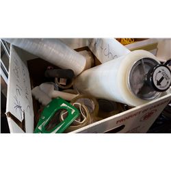 BOX OF SHRINK WRAP AND TAPE