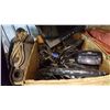 Image 2 : BOX OF ELECTRONICS, MONITOR, LIGHT, AND TOTE W/ TVS AND VINTAGE VACCUM CLEANER