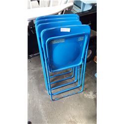 FOUR BLUE FOLDING CHAIRS