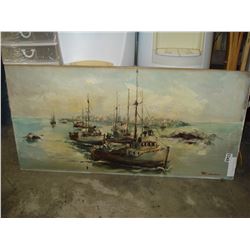 OIL ON BOARD SHIP PAINTING