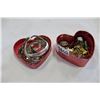 Image 1 : HEART BOX OF RELIGIOUS ITEMS AND BOX OF BANGLES AND PENDANT
