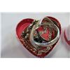 Image 3 : HEART BOX OF RELIGIOUS ITEMS AND BOX OF BANGLES AND PENDANT