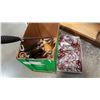 Image 1 : BOX OF MANUAL KNIFE SHARPENERS AND TRAY OF SCISSORS