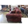 Image 2 : NEW ASHLEY RED FABRIC WOOD FRAMED LOVESEAT WITH 2 ACCENT PILLOWS, RETAIL $1812