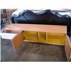 Image 2 : NEW MODERN TV CONSOLE WITH GREY AND YELLOW ACCENTS, RETAIL $799