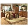 Image 1 : NEW ASHLEY SIGNATURE DESIGN POSTER KINGSIZE BEDFRAME AND 2 MATCHING 3 DRAWER NIGHTSTANDS, RETAIL $16