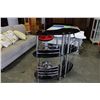 Image 1 : MODERN GLASS AND CHROME BAR AND MODERN RED STOOL