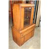 Image 2 : WOOD SERVING HUTCH W/ GLASS DOORS