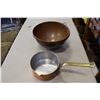 Image 1 : COPPER POT AND BRASS BOWLS