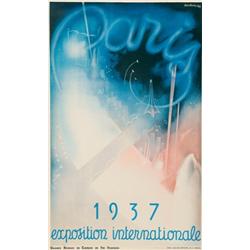 Beauebuin, PARIS 1937, a colour lithograph poster for the 1937 Exposition Internationale. In ma...