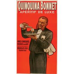 PB, QUINQUINA BONNET APÉRITIF DE LUXE, original vintage poster printed in Paris, circa 1915. A...