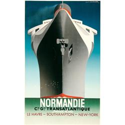 Cassandre, Adolphe Mouron (1901-1988), NORMANDIE, colour lithograph poster for the Normandie th...