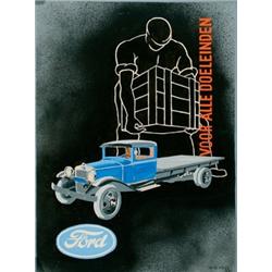 Ford Truck, A colour poster. An original mockup poster for Ford trucks in Dutch by H.D. Voss in...