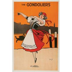 Hassall, John (1868-1948), THE GONDOLIERS, original vintage lithograph poster for this Gilbert...