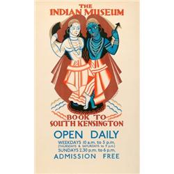 The Indian Museum, BOOK TO SOUTH KENSINGTON, a colour lithograph poster by E. McKnight Kauffen...