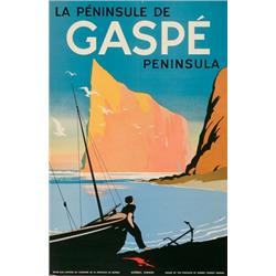 La Peninsule De Gaspé Peninsula, QUEBEC CANADA, a colour lithograph poster issued by the provin...