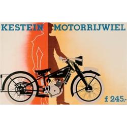 Motorcycle, KESTEIN MOTORRIJWIEL, a stunning lithograph poster for Kestein Motorcycles which wa...