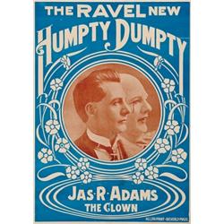 Jas R. Adams The Clown, THE RAVEL NEW HUMPTY DUMPTY, a colour lithographic poster. The Humpty D...